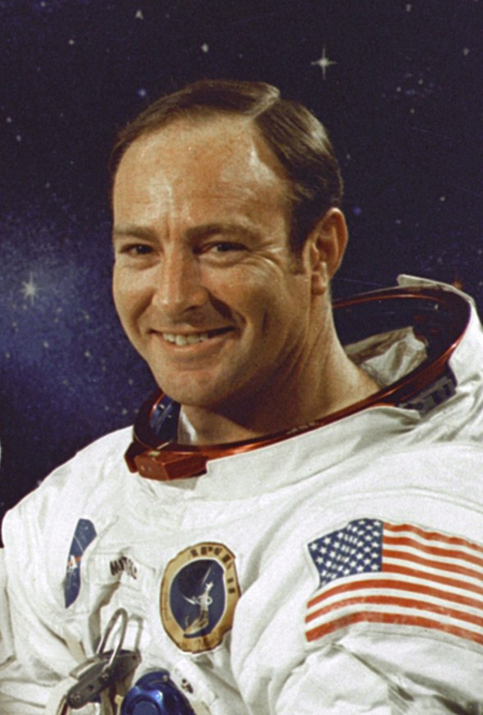 NASA photograph of Edgar Mitchell, Apollo 14 lunar module pilot. Image courtesy of Wikimedia Commons.