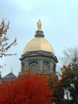 The Golden Dome, University of Notre Dame, in a picture taken by Ted Moseby in 2006 and licensed under the Creative Commons Attribution 3.0 License.