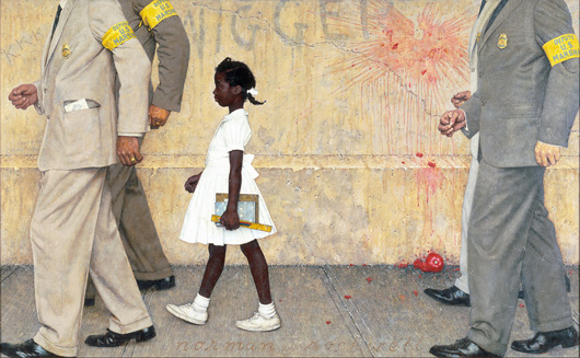 'The Problem We All Live With,' Norman Rockwell, 1963. Oil on canvas, 36" x 58". Illustration for Look magazine, January 14, 1964. Norman Rockwell Museum Collection. ©NRELC, Niles, IL.