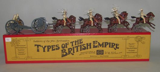 William Hocker 11-piece boxed set, Bengal Horse Artillery in Action, $270. Old Toy Soldier Auctions image.