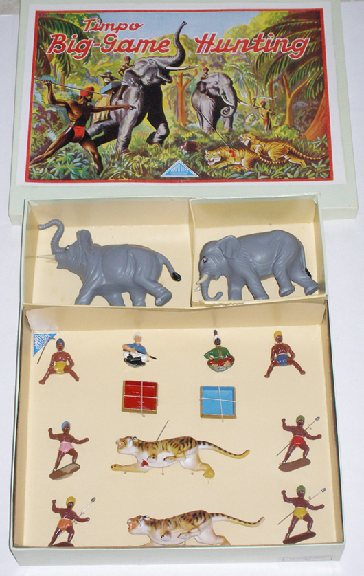 Timpo Big Game Tiger Hunt set, $2,650. Old Toy Soldier Auctions image.
