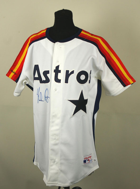 Nolan Ryan autographed Houston Astros jersey. Image courtesy of Leighton Galleries.