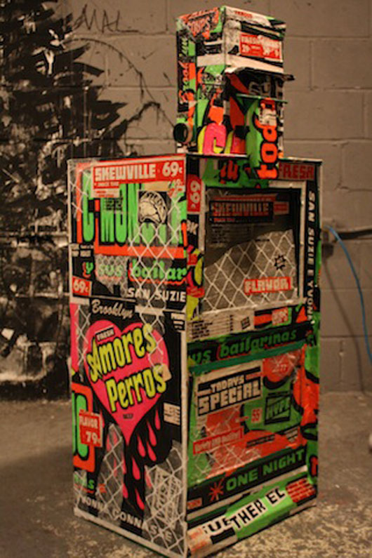 El Celso’s box reflects his fascination with Peruvian 'chichi'-style posters. Photo by Kelsey Savage Hays.