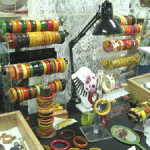 Unique handmade Bakelite jewelry is always available from Karen Kronimus, Image courtesy of the West Palm Beach Antiques Festival.