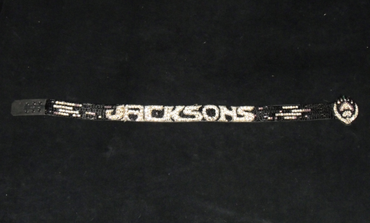 Michael Jacksons’ stage-worn performance belt, decorated with intricate beading and crystals, 25 1/2 inches, given to one of his security guards. Image courtesy of Premiere Props.
