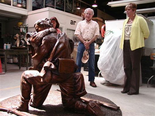 'Brothers,' a bronze by Gary Casteel, is admired by visitors to the artist's Pennsylvania studio prior to being transported to Virginia. Image courtesy of Gary Casteel.