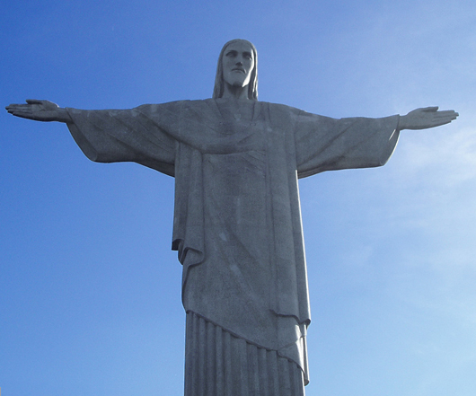 The outer layers of Christ the Redeemer sculpture in Rio de Janeiro are made of soapstone. Image courtesy of Wikimedia Commons.