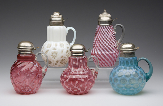 From a selection of 125 Victorian syrup pitchers. Image courtesy of Jeffrey S. Evans & Associates.