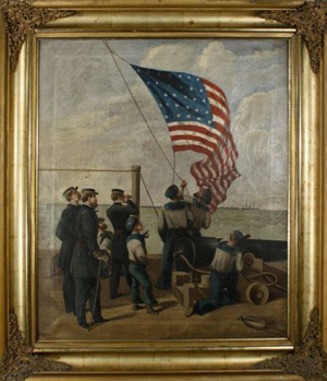 ‘Our Flag is There,’ 19th-century oil painting, 30 x 25 inches, after the original illustration by Thomas Nast (1840-1902), which appeared on the front cover of ‘Harper's Weekly’ on Feb. 13, 1864. Estimate: $5,000-$7,000. Image courtesy of Gray’s Auctioneers.