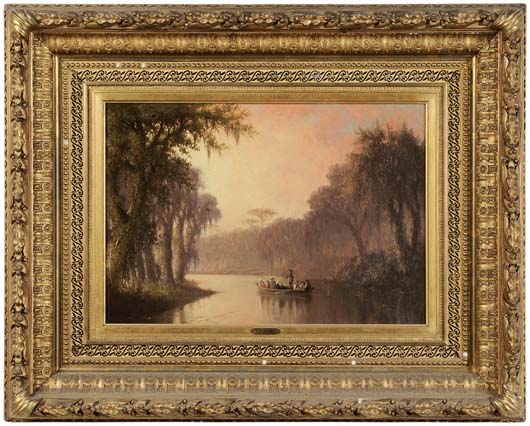 St. Louis bridge engineer Charles Shaler Smith commissioned Joseph Rushing Meeker to paint Longfellow’s heroine, Evangeline, an Arcadian exile, searching for her love, Gabriel. Meeker’s 14” X 20” signed and dated (1884) oil on canvas sold for $72,000. Image courtesy of Brunk Auctions.