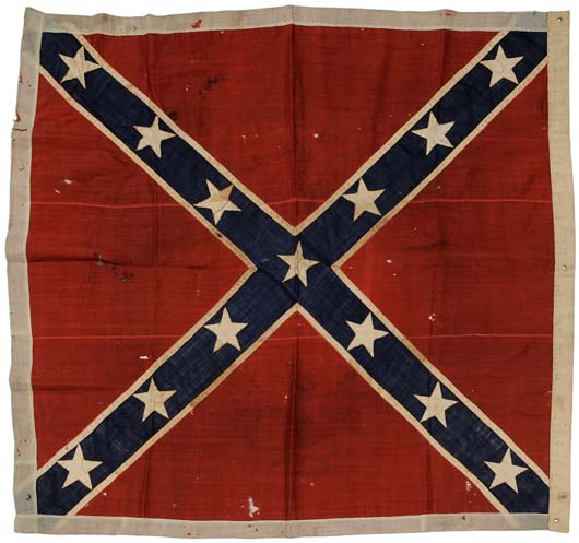This 46 ½” X 50” Confederate battle flag descended in the family of Major Richard Kidder Meade, a Confederate officer who died of typhoid fever in 1862. The iconic symbol of the Confederacy sold for $84,000. “If I had realized its worth, I might have displayed it,” said the consignor. Image courtesy of Brunk Auctions.