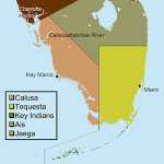 This map shows the territories of historic tribes that lived in southern Florida from 1513 to 1743. The Tequesta tribe lived on Biscayne Bay in the areas now known as Miami Dade County and Broward County, shown in yellow on this map. The map was created using data from: Griffin, John (2002). Archeology of the Everglades. University Press of Florida. ISBN 0813025583 p. 163.