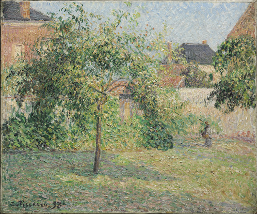 'Apple Tree in the Meadow, Eragny,' 1893, by Camille Pissarro (French, 1830-1903). Oil on canvas 17 3/4 x 21 1/4 inches. Philadelphia Museum of Art. Gift of John C. Haas and Chara C. Haas. Image courtesy of the Philadelphia Museum of Art.