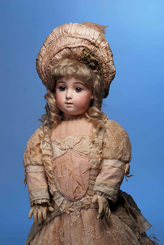 Emile Jumeau Bebe Triste, 24 inches, $15,680. Image by Frasher’s Doll Auctions.