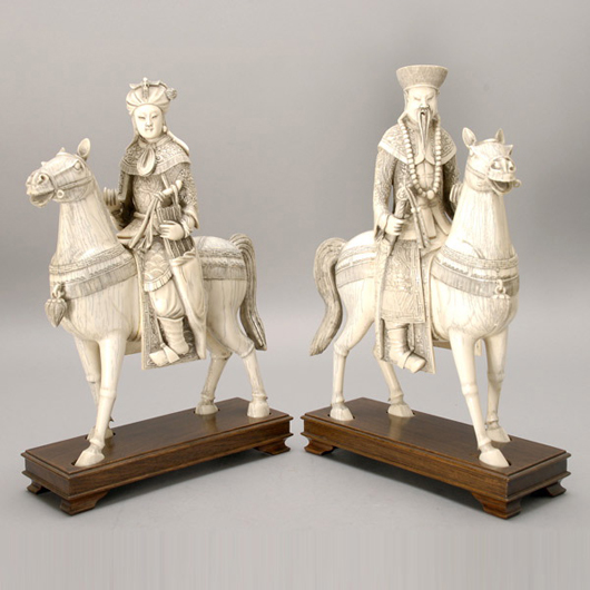 Ivory carvings of an emperor and empress. Estimate: $4,000-$6,000. Image courtesy of Michaan’s Auctions.