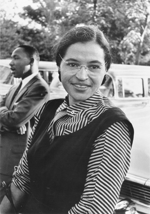 Rosa Parks with the Rev. Martin Luther King Jr. in 1955. Image courtesy of Wikemedia Commons.