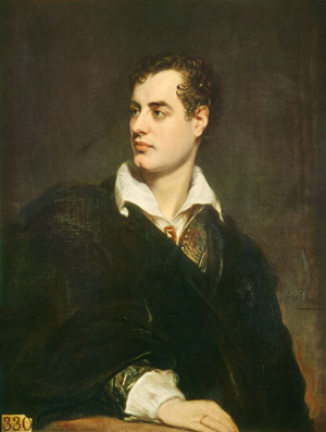 The Right Honourable The Lord George Gordon Byron (English, 1788-1824), poet and politician, in an 1824 portrait by Thomas Philipps (1770-1845).