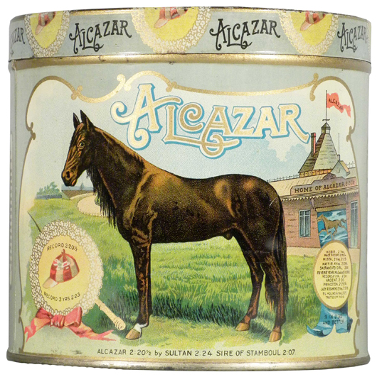 Rare Alkazar 'fifties' cigar tin, circa 1900, in mint condition, estimate: $500-$2,000. Image courtesy of Showtime Auctions.