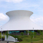 The James S. McDonnell Planetarium built in 1963 features a thin-shell and hyperboloid structure by Gyo Obata. This building is one of the most distinctive components of the St. Louis Science Center campus.