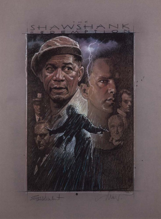 Original poster artwork for ‘The Shawshank Redemption’ (Columbia, 1994). Giclée print by Drew Struzan. Image courtesy of LiveAuctioneers.com Archive and Profiles in History.