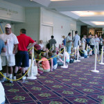 The line forms early in the lobby of the Radisson Hotel in Manchester, N.H., site of the New Hampshire Antiques Show, produced by the New Hampshire Antiques Dealers Assn. (NHADA). Photo copyright Catherine Saunders-Watson.