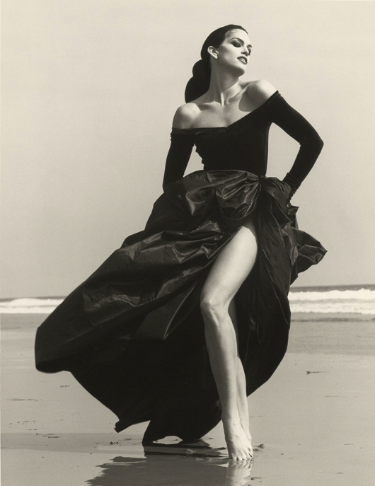 Herb Ritts (American, 1952 - 2002), Cindy Crawford - Ferre 3, Malibu, 1994, Gelatin silver print, Dimensions: Image: 35.6 x 27.9 cm (14 x 11 in.), Framed: 55.9 x 45.7 cm (22 x 18 in.), Accession No. 2011.18.6, Copyright: © Herb Ritts Foundation. Credit: The J. Paul Getty Museum, Los Angeles, Gift of Herb Ritts Foundation.