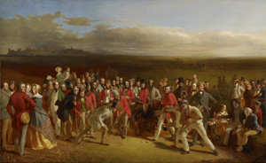 Charles Lees (Scottish, 1800-1880), The Golfers, 1847. Oil on canvas, 51 1/2 x 84 1/4 inches. Scottish National Portrait Gallery, purchased with the assistance of the Heritage Lottery fund, The Art Fund and the Royal and Ancient Golf Club, 2002, PG 3299. Appears with the permission of High Museum of Art.