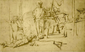 Rembrandt van Rijn's 11 x 6 inch drawing titled The Judgment is valued at around $250,000. It was taken from a lobby exhibition at the Ritz-Carlton hotel in Marina del Rey, Calif., and was recovered today at a church in Encino, Calif. Image: www.linearinstitute.org.