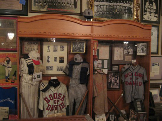 The museum is filled with historical memorabilia, including team uniforms, framed photos and other ephemera. Image courtesy of House of David Museum.