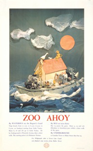 ‘Zoo Ahoy’, an early 1960s poster for London Transport by John Burningham at the Fleming Collection, London W1 from 13 September until 22 December. Image courtesy of the Fleming Collection. 