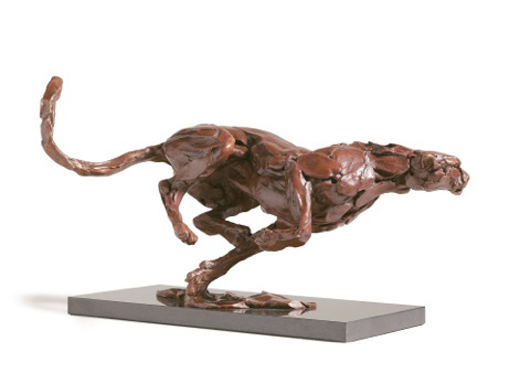 Mark Coreth, Study for Galloping Cheetah, bronze, edition of 9, at the Jerram Gallery, Dorset, from 10 September until 1 October. Image courtesy of the Jerram Gallery.