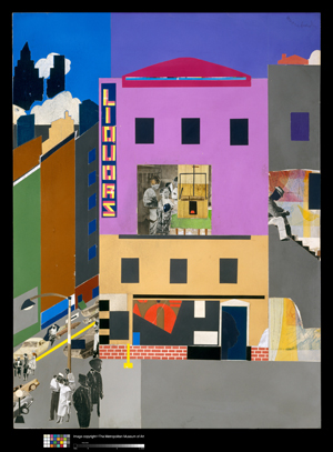 Romare Bearden (American, 1911–1988), The Block (detail), 1971, Cut and pasted printed, colored and metallic papers, photostats, pencil, ink marker, gouache, watercolor, and pen and ink on Masonite, 48 x 216 in. The Metropolitan Museum of Art, Gift of Mr. and Mrs. Samuel Shore, 1978 (1978.61.1-6). © Romare Bearden Foundation/Licensed by VAGA, New York, NY