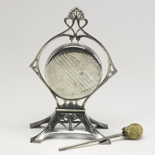 Jugendstil silverplate gong by WMF, Germany, circa 1905, $150-$250. Rago image.