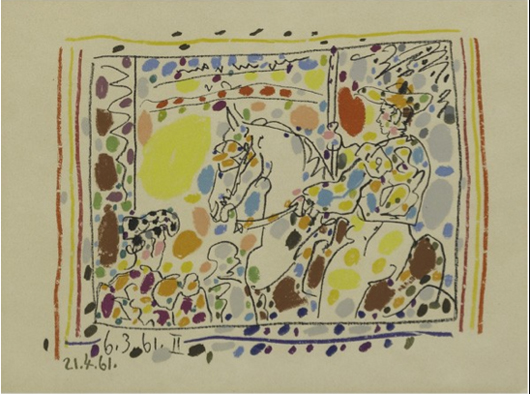 Pablo Picasso, Picador II, lithograph in colors, 1961, $400-$600. Rago image.