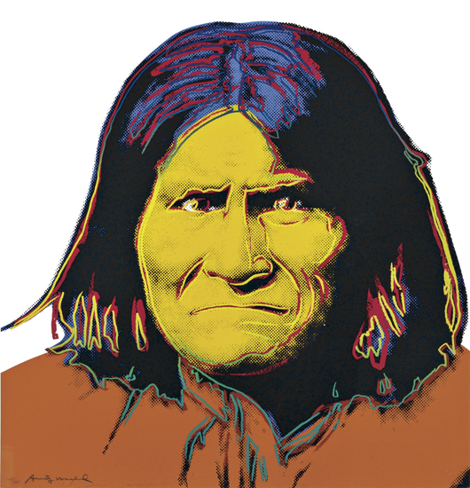 Andy Warhol, 'Geronimo' from Cowboys and Indians, 1986 edition, numbered and signed '148/250 Andy Warhol' in pencil. Estimate: $15,000-$25,000. Image courtesy of Skinner Inc.