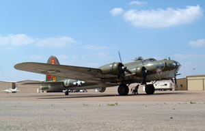 The flagship of the Lone Star Flight Museum is this Boeing B-17 Flying Fortress christened Thunderbird. Photo by Willy Logan. This work is licensed under the Creative Commons Attribution 2.5 License.