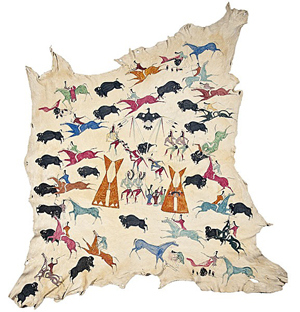 Cadzi Cody Shoshone painted hide collected by Ervin F. Cheney. Estimate: $100,000/120,000. Image courtesy of Cowan’s Auctions Inc.