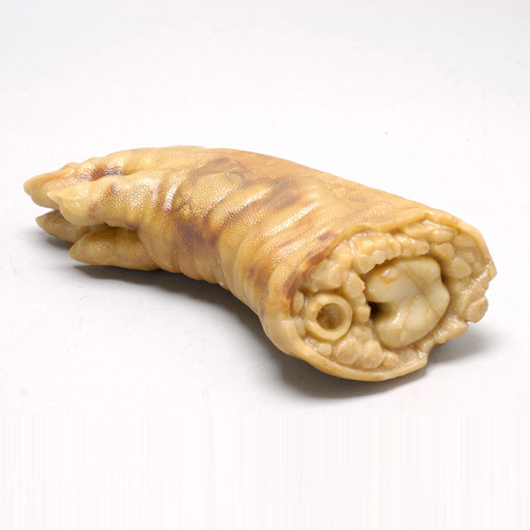 Carved stone pig's foot. Estimate: $800-$1,200. Image courtesy of Michaan’s Auctions.