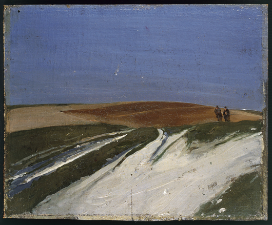 William Nicholson (1872-1949),  A Road near Rottingdean, 1912, Oil on canvas board, 12 ½ x 15 ½ inches, Private Collection