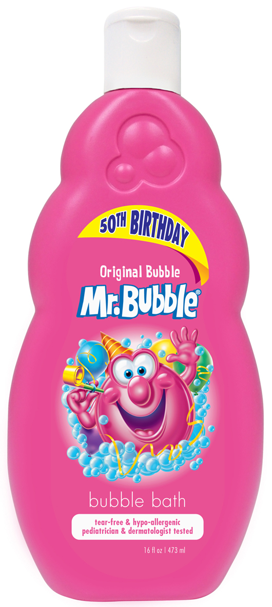 The 16-ounce bottle of Mr. Bubble recognizes the 50th birthday of the popular bubble bath. Image courtesy of The Village Co.