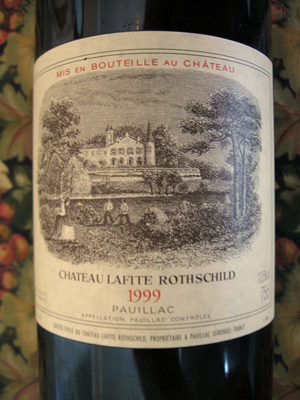 Label from a bottle of Chateau Lafite Rothschild, 1999 vintage. Photo by Michael Case.