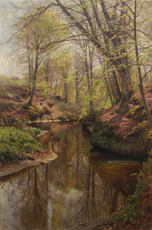 Peder Mørk Mønsted, ‘Spring in the Woods near Sæby,’ 1912, oil on canvas, 49 1/4 x 32 inches. Image courtesy of Schmidt Fine Art Auctions Dresden.