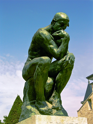 Auguste Rodin's The Thinker, 1902, bronze and marble. Located at the Musee Rodin in Paris. Photo by Andrew Horne.
