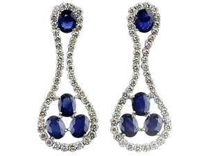 Sapphire and diamond earrings. Estimate: $17,000-$22,000. Image courtesy of Morton Kuehnert Auctioneers & Appraisers.