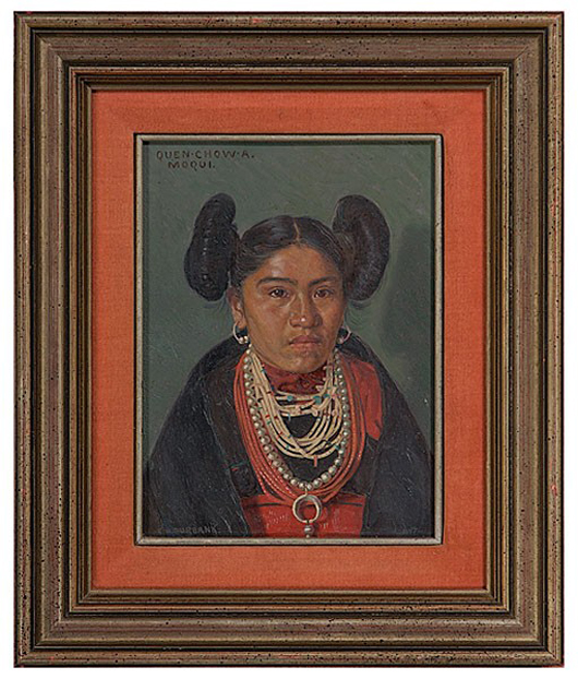 Elbridge Ayer Burbank (Illinois, 1858-1949) painting of Quen-Chow-A-Moqui sold for $12,338. Image courtesy of Cowan’s Auctions Inc.