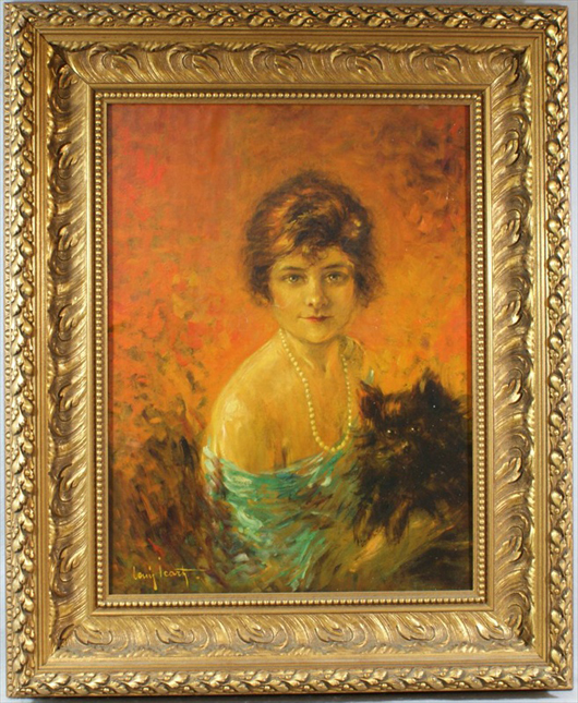 One of two original oil paintings by Louis Icart to be auctioned. William H. Bunch Auctions image.   