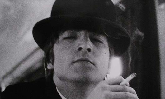 One of three media photographs of John Lennon during the shoot for A Hard Day’s Night. Signed Astrid Kirchherr silver marker, 8 x 10 inches. Est. $3,000-$5,000. Guernsey’s image.