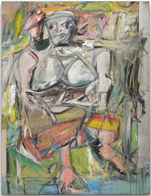 Willem de Kooning (American, born the Netherlands. 1904-1997) ‘Woman, I,’ 1950-52 Oil, enamel and charcoal on canvas 75 7/8 x 58 inches (192.7 x 147.3 cm) The Museum of Modern Art, New York. Purchase. © 2011 The Willem de Kooning Foundation / Artists Rights Society (ARS), New York