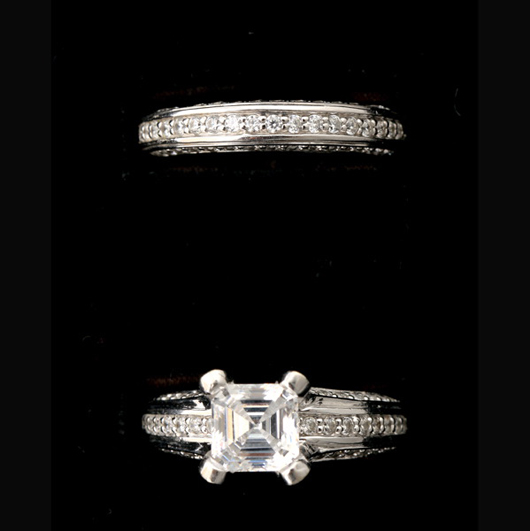 Diamond, 14K white gold wedding set. Estimate: $6,000-$9,000. Image courtesy of Michaan’s Auctions.