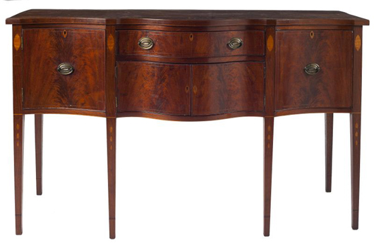 Southern Federal inlaid serpentine sideboard. Sold: $21,850. Image courtesy of Leland Little Auction & Estate Sales Ltd.